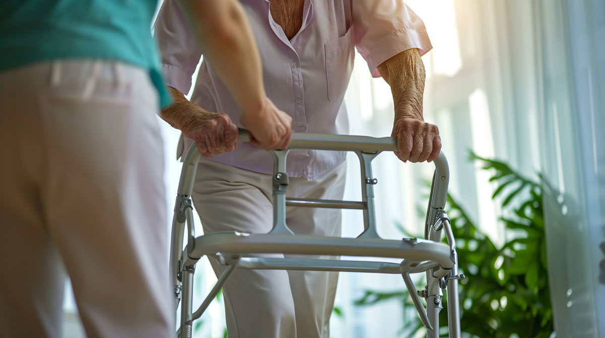 Scene from care job with senior patient being take care of